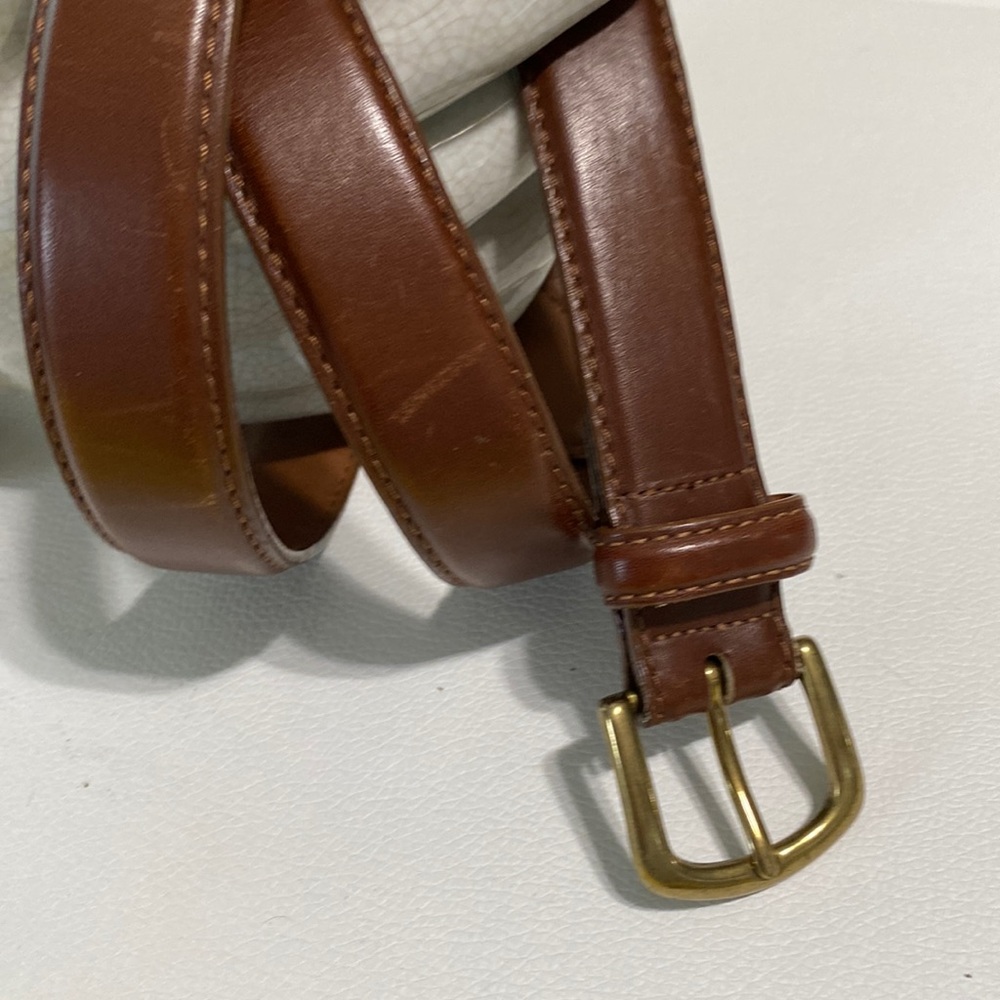 L.L. Bean Brown Leather Belt with Brass Buckle